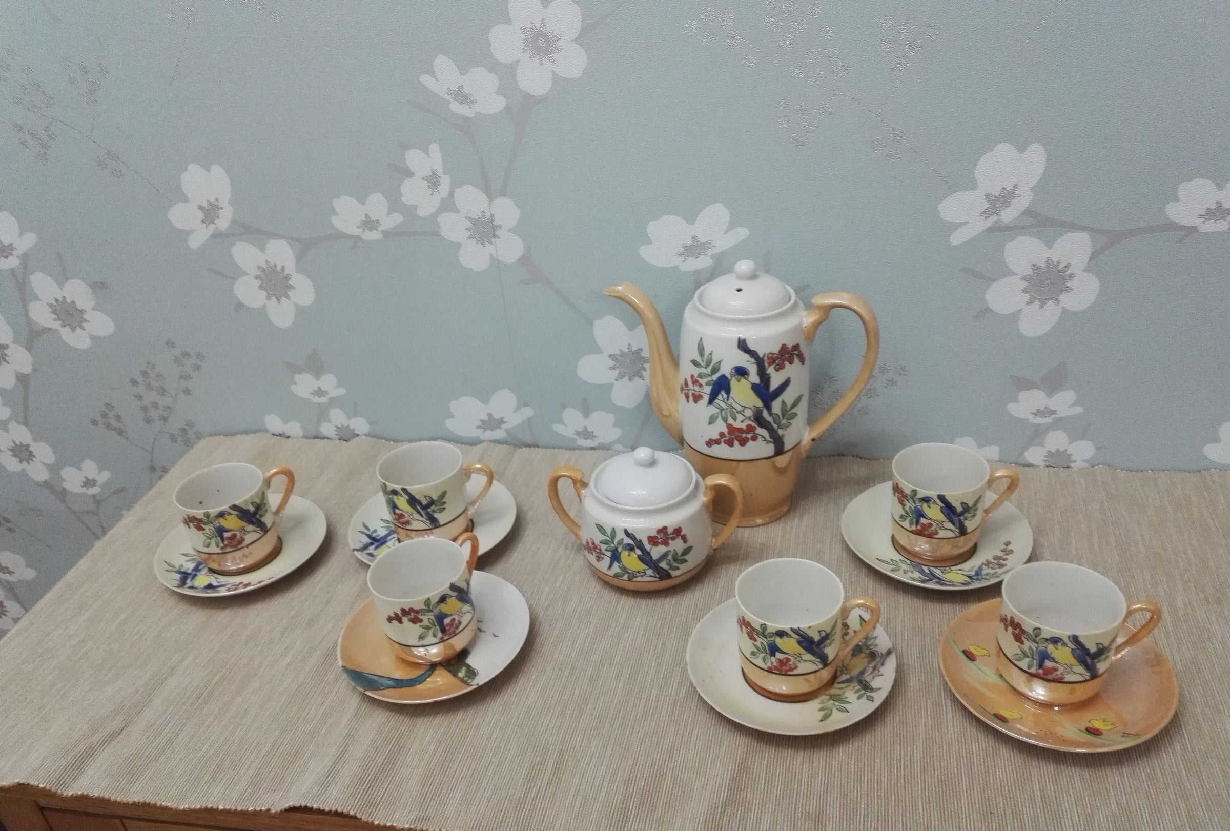 14 Piece Japanese Mikori Eggshell Porcelain Tea Set - Good to Very Good ...